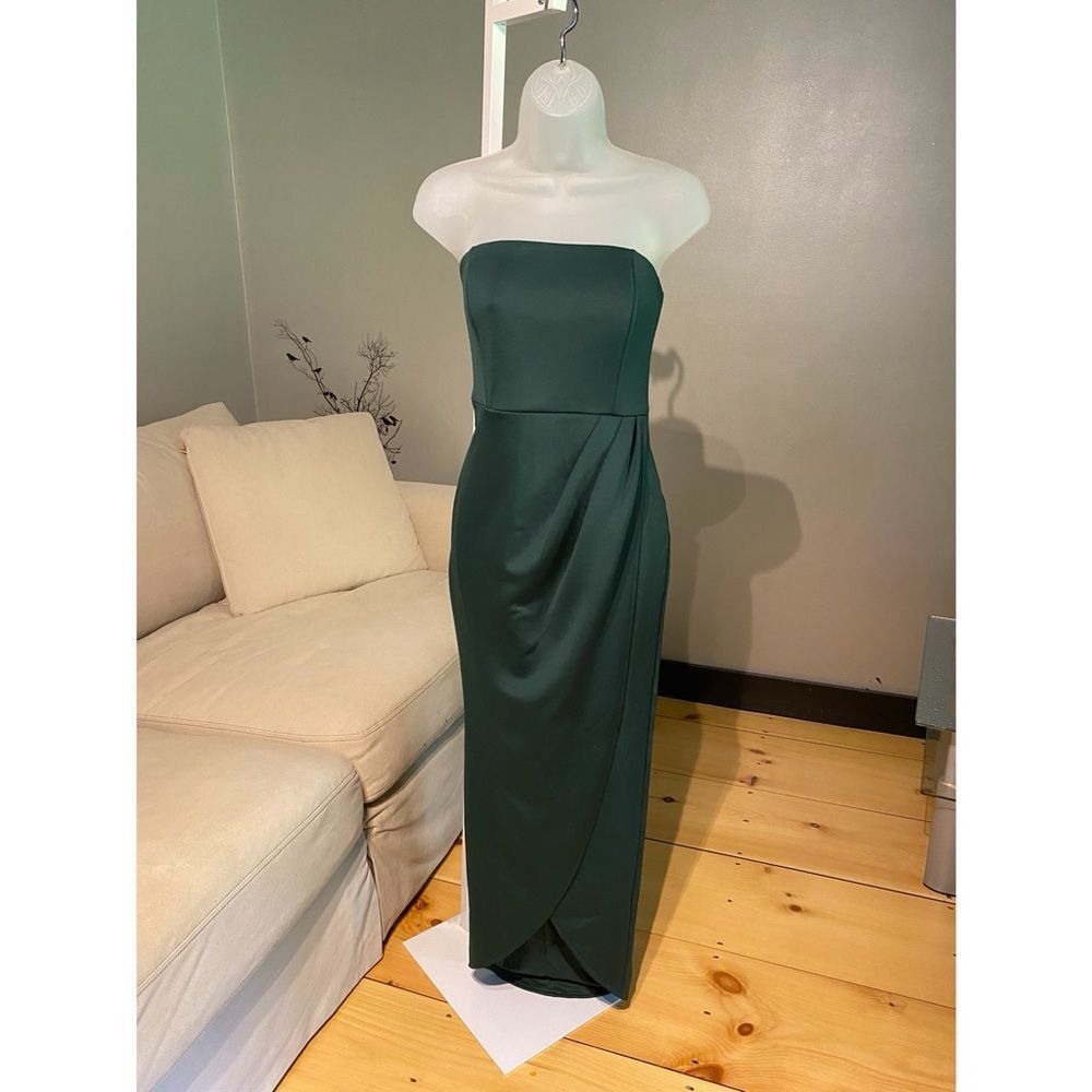 EMERALD STRAPLESS MIDI DRESS - Picture 2 of 5